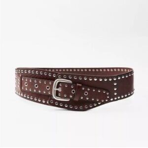 Zara Brown Studded Belt